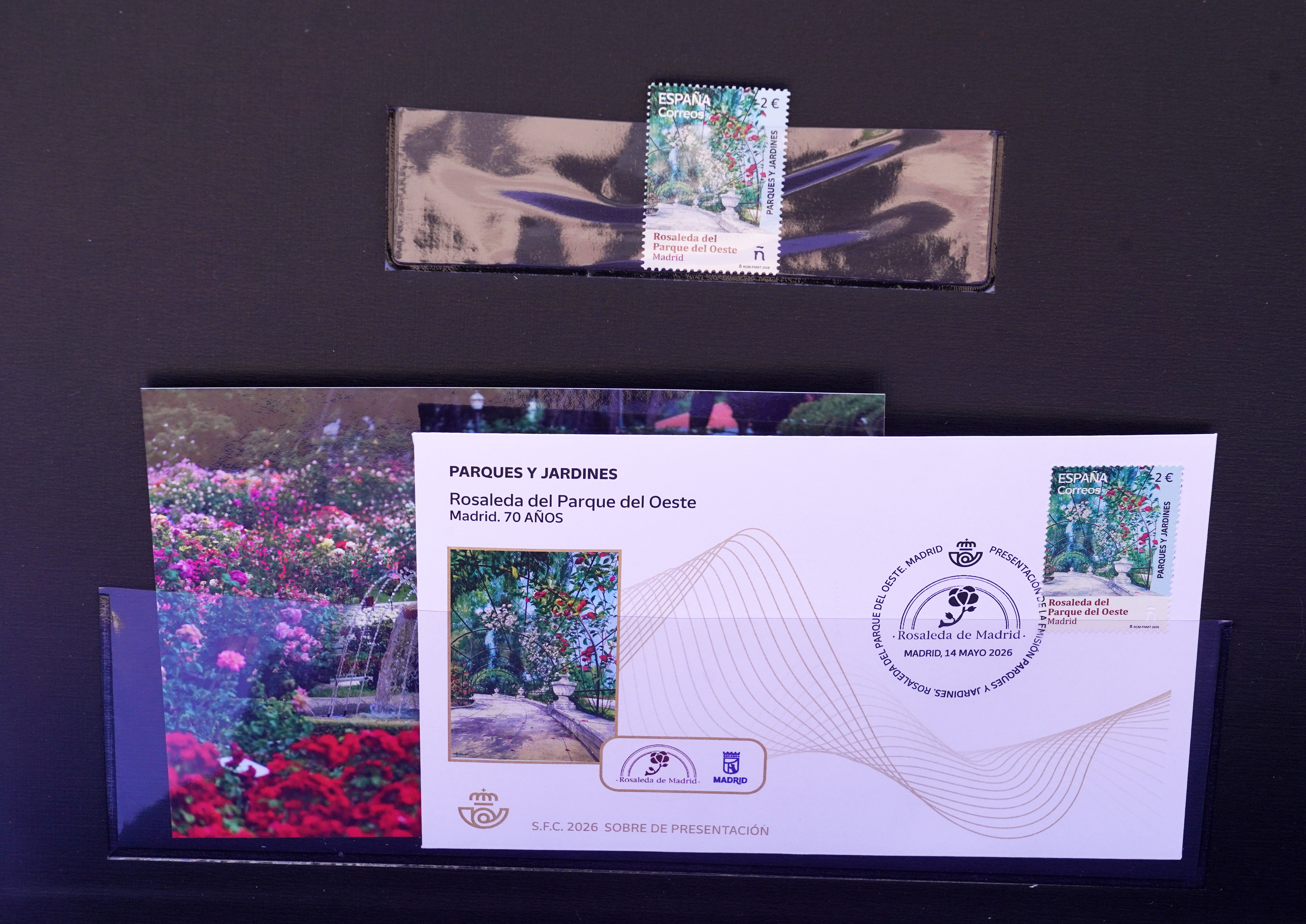 Sello conmemorativo de Correos por el 70 &ordm; aniversario de la Rosaleda